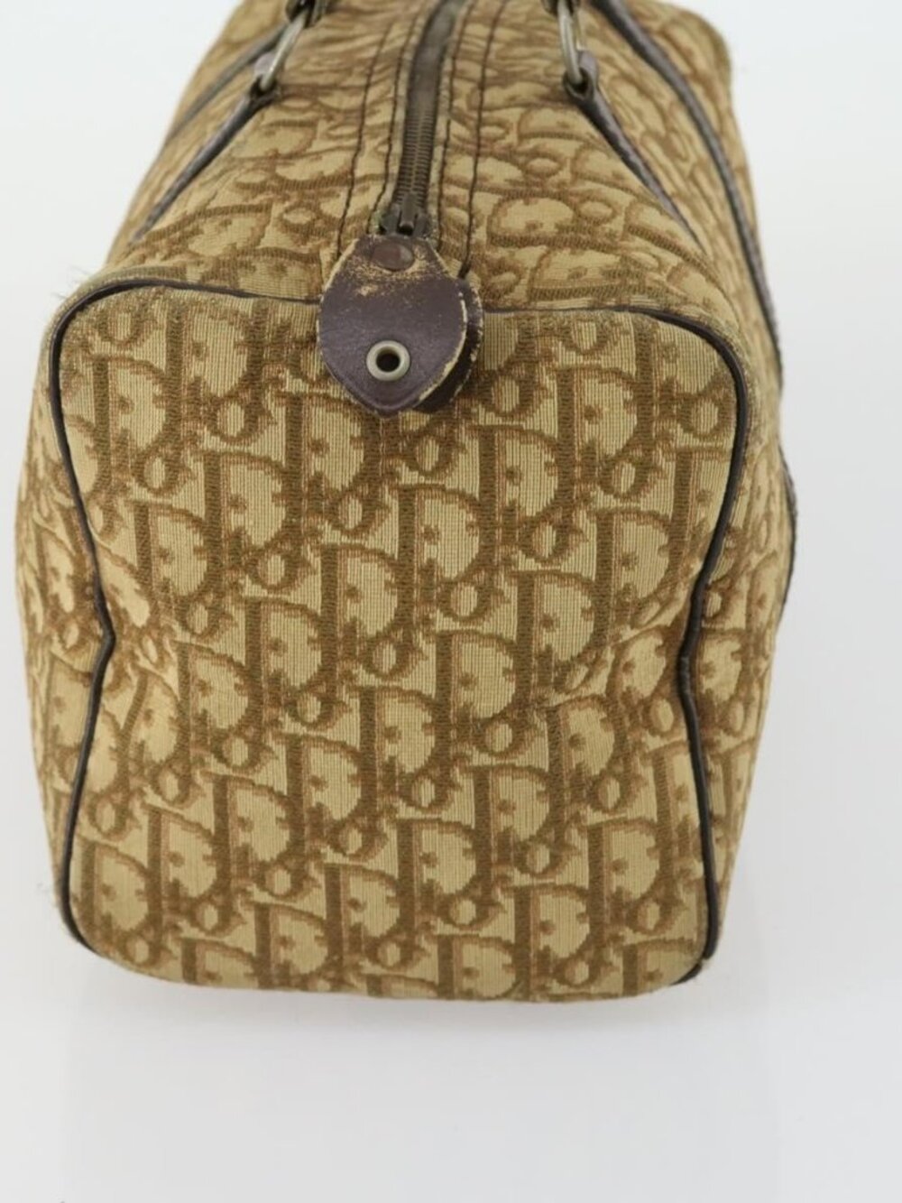 Christian Dior Trotter Canvas Boston Bag Beige Gold Auth 154736 - Picture 5 of 16